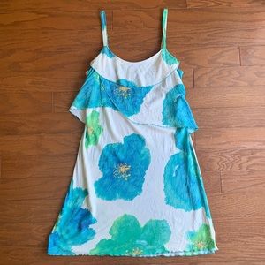 Jams World Aquamarine Ruffle Sleeveless Mini Dress Tropical Beachy Size XS